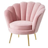 Modern Living Room Furniture Pink Velvet Upholstery Shell Sofa Chair With Gold Legs