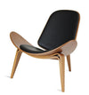 shell chair three legs PU leather shell chair